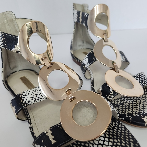 BCBGeneration Faroh Sandals Gladiator Flats VIP Snake Gold 5.5M BCBG Shoes - Picture 10 of 15